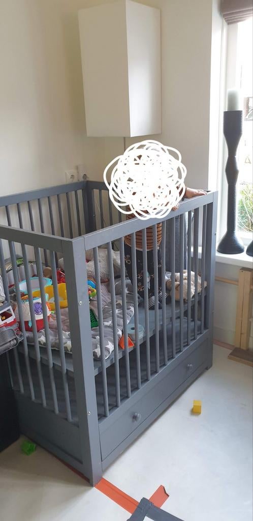 Verstelbare box met lade en boxkleed - Grijs, Ophalen, Gebruikt, Rechthoekig, In hoogte verstelbaar