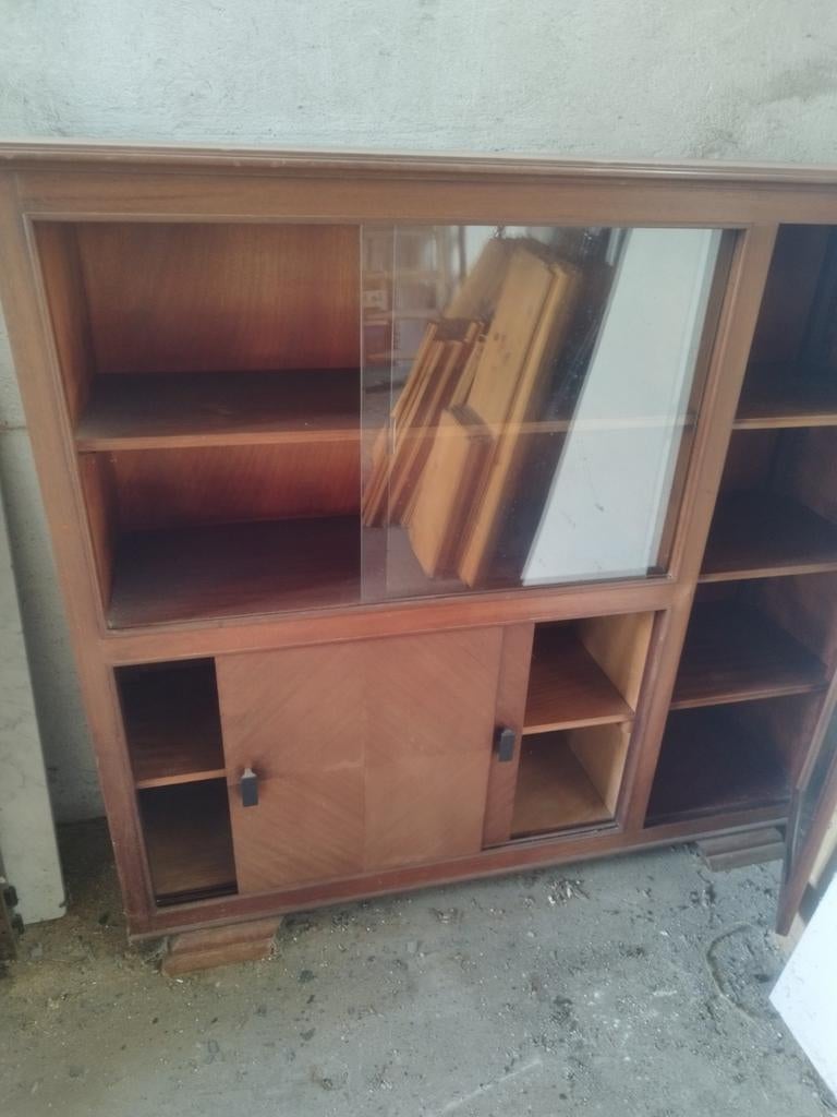 Prachtige Art Deco Kast met Glazen Schuifdeuren, Ophalen of Verzenden