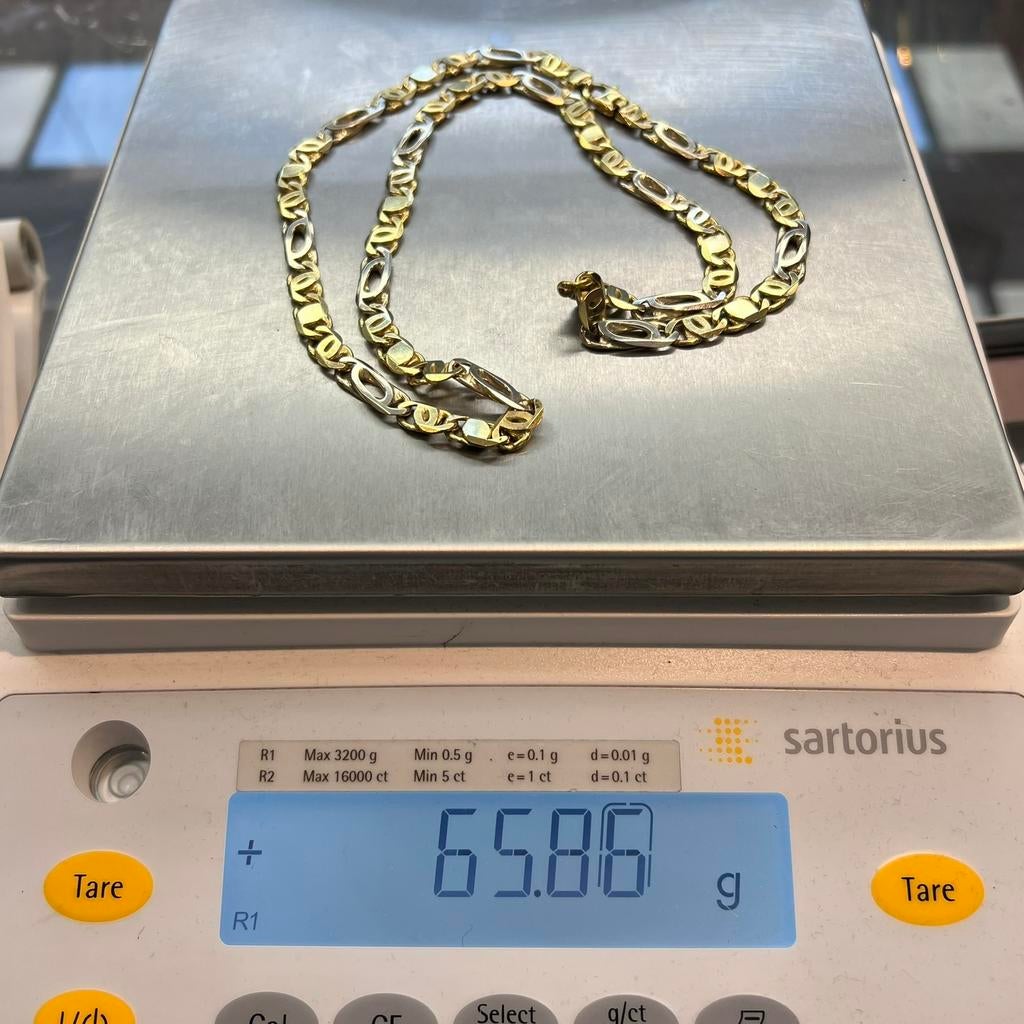 18 karaat gouden ketting massief valkenoog schakel, Ophalen of Verzenden, Zo goed als nieuw, Goud