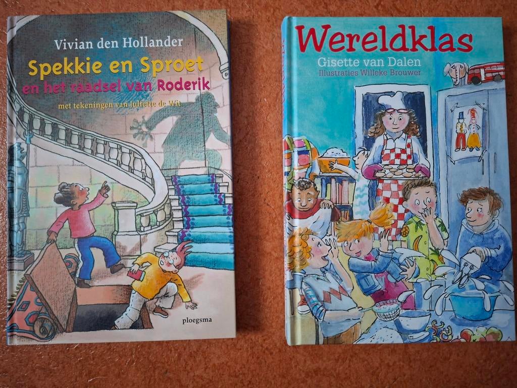 2 kinderboeken: Spekkie en Sproet en Wereldklas, Ophalen, Zo goed als nieuw, Fictie algemeen
