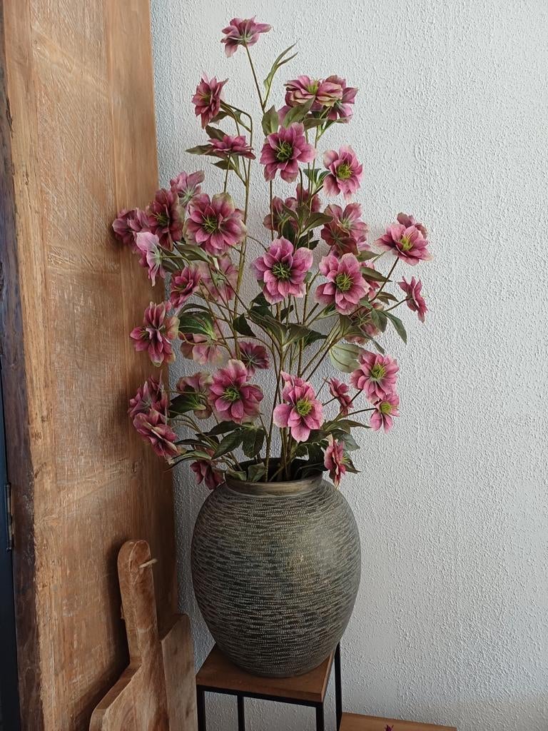 Kunst Helleborus spray fuchsia 100 cm met pot, Ophalen of Verzenden, Nieuw