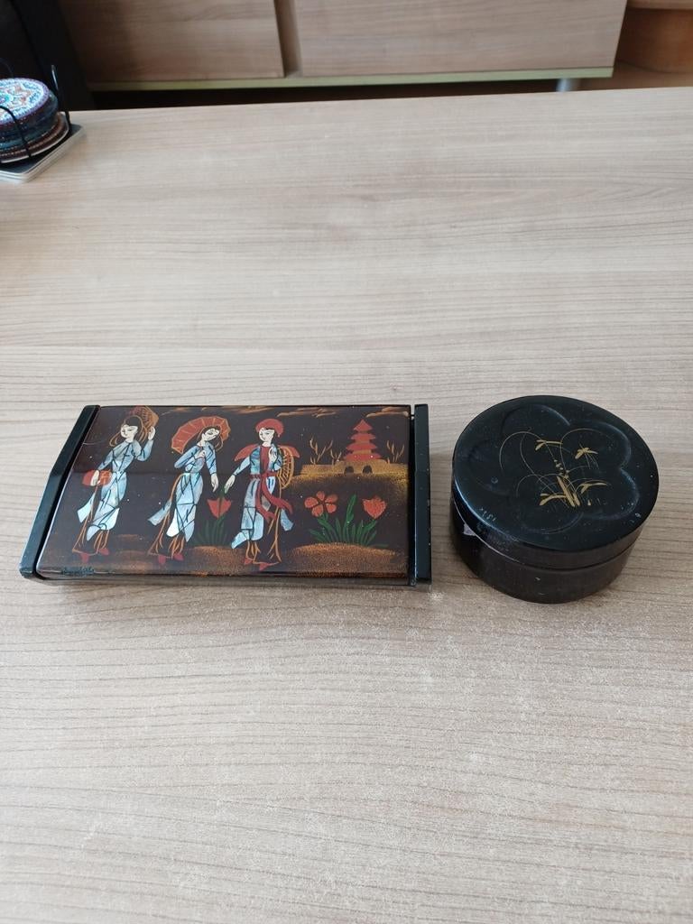 Vintage Japans Lakwerk Doosjes - Set van 2, Ophalen of Verzenden