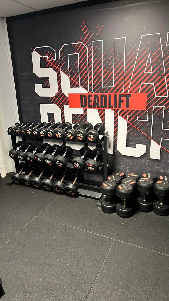 Dumbells set  + rek, Sport en Fitness, Fitnessmaterialen, Ophalen, Gebruikt, Benen, Dumbbell