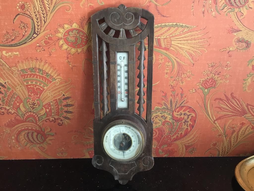 Oude houten barometer, Antiek en Kunst, Ophalen of Verzenden