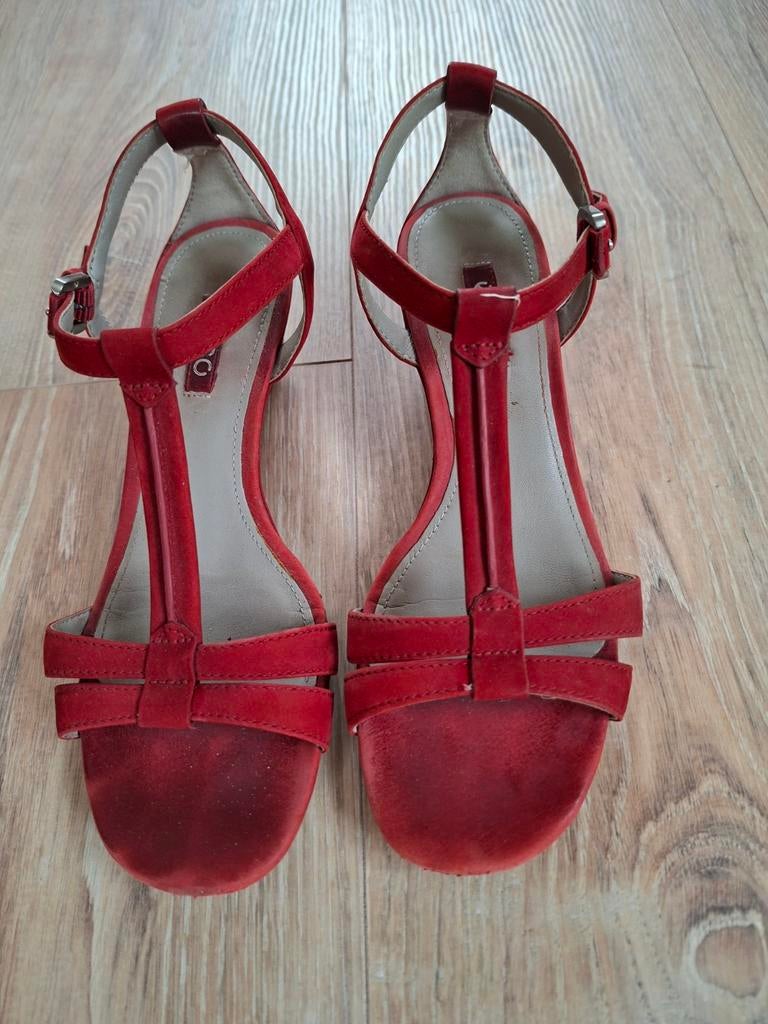 Ecco dames sandaal rood leer nubuck 38, Ophalen, Zo goed als nieuw, Rood, Sandalen of Muiltjes