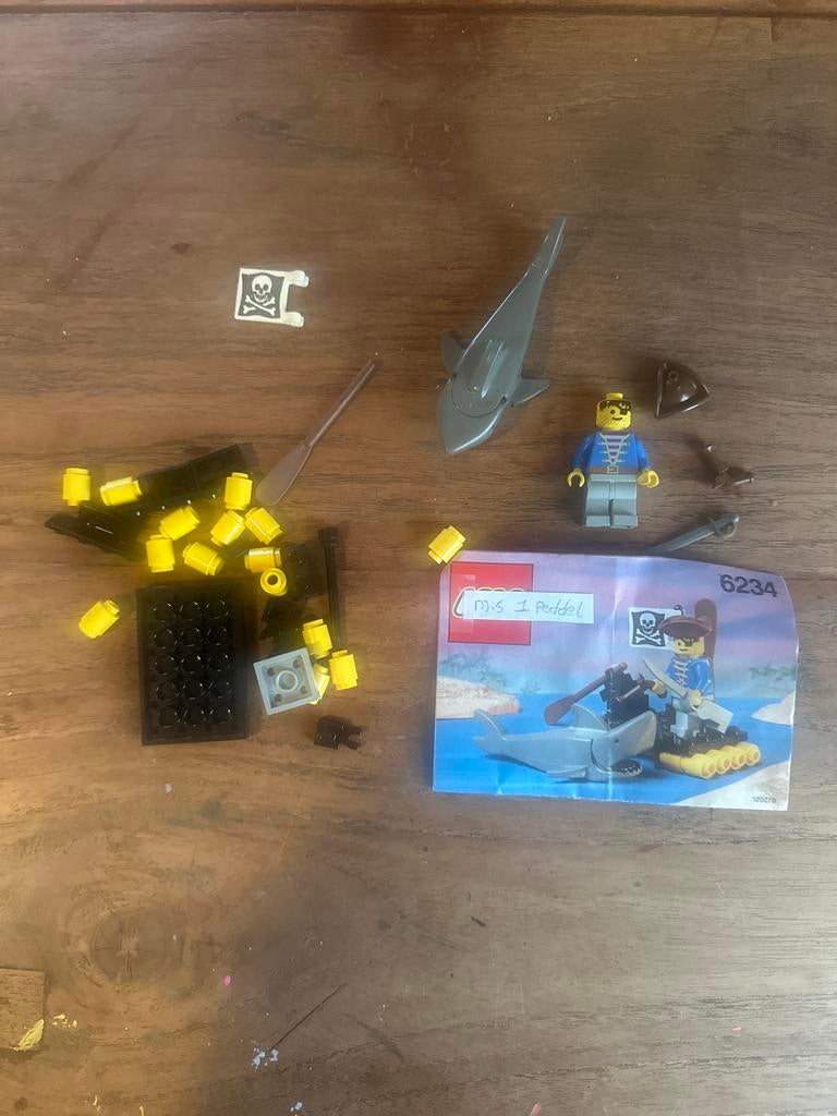 Lego 6234 - Piraten Vlot met Haai (Vintage), Kinderen en Baby's, Speelgoed | Duplo en Lego, Gebruikt, Lego, Complete set, Ophalen of Verzenden