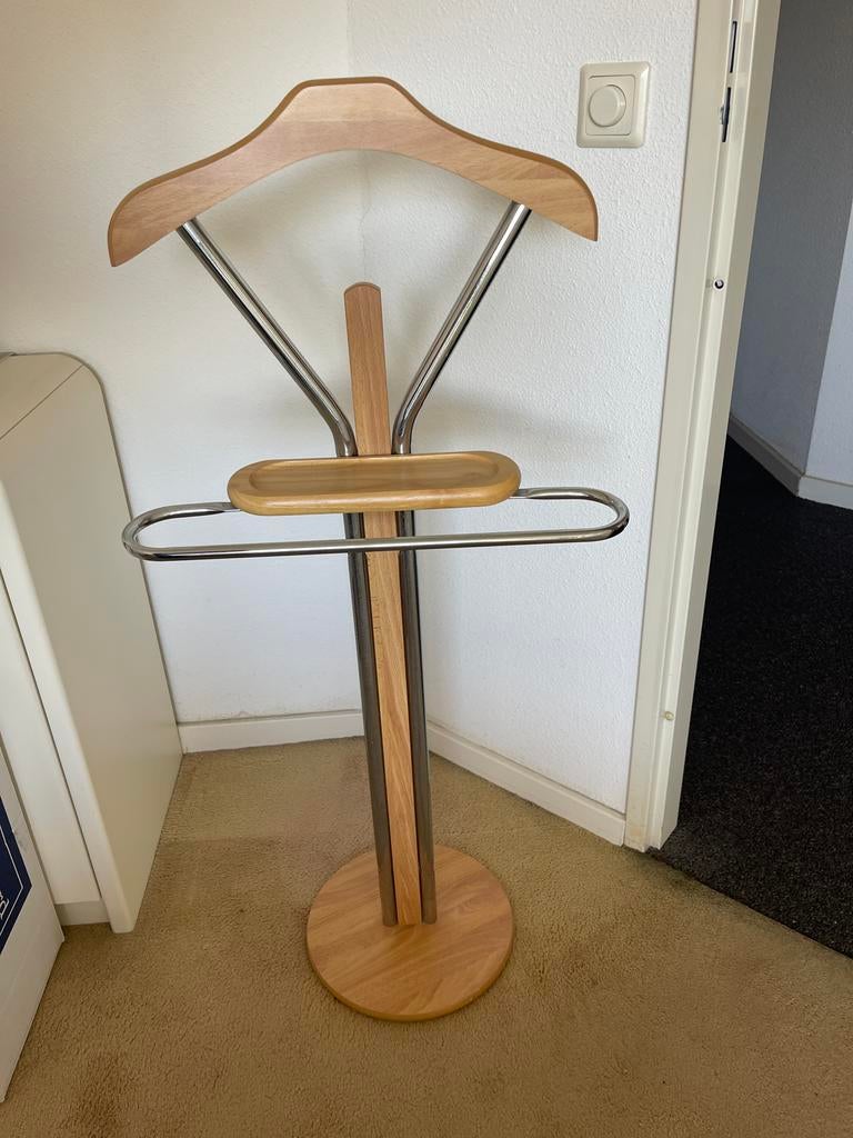 Dressboy van hout en metaal, Gebruikt, Ophalen of Verzenden, Staande kapstok, 150 tot 200 cm