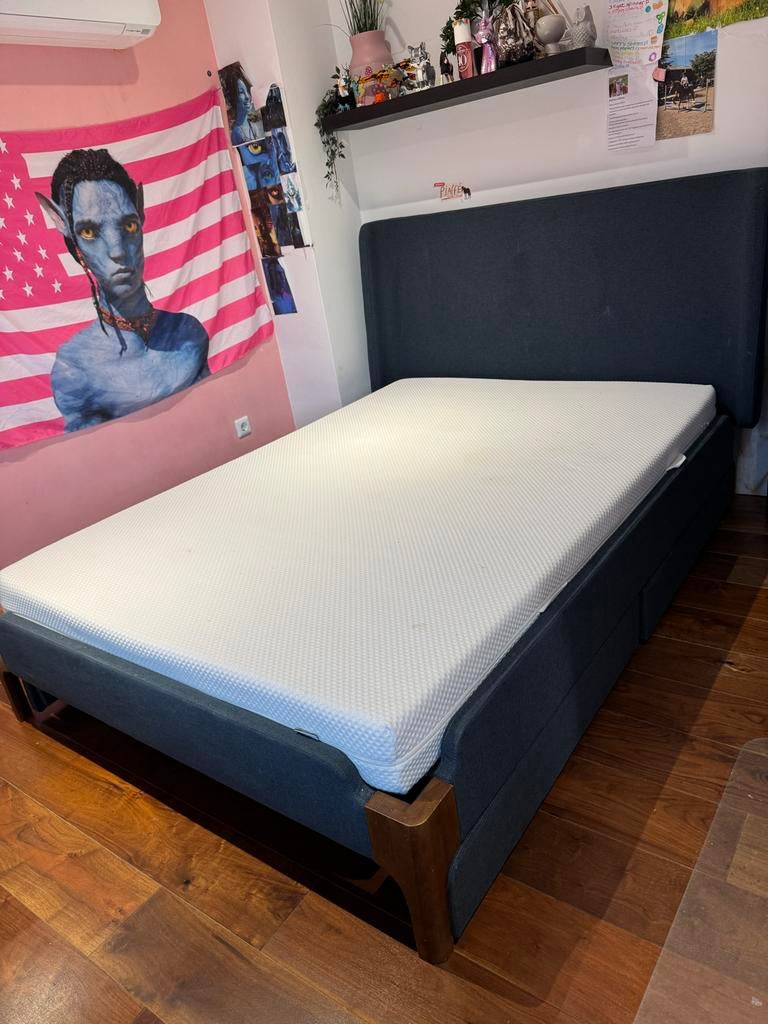 Bed Made 140/200, Blauw, Tweepersoons, 200 cm, Metaal