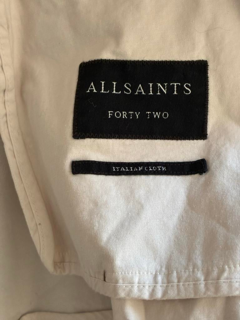 AllSaints Zomer Blazer Beige Wit Maat 42 (valt als L), Ophalen of Verzenden, Zo goed als nieuw, Maat 42/44 (L), Beige