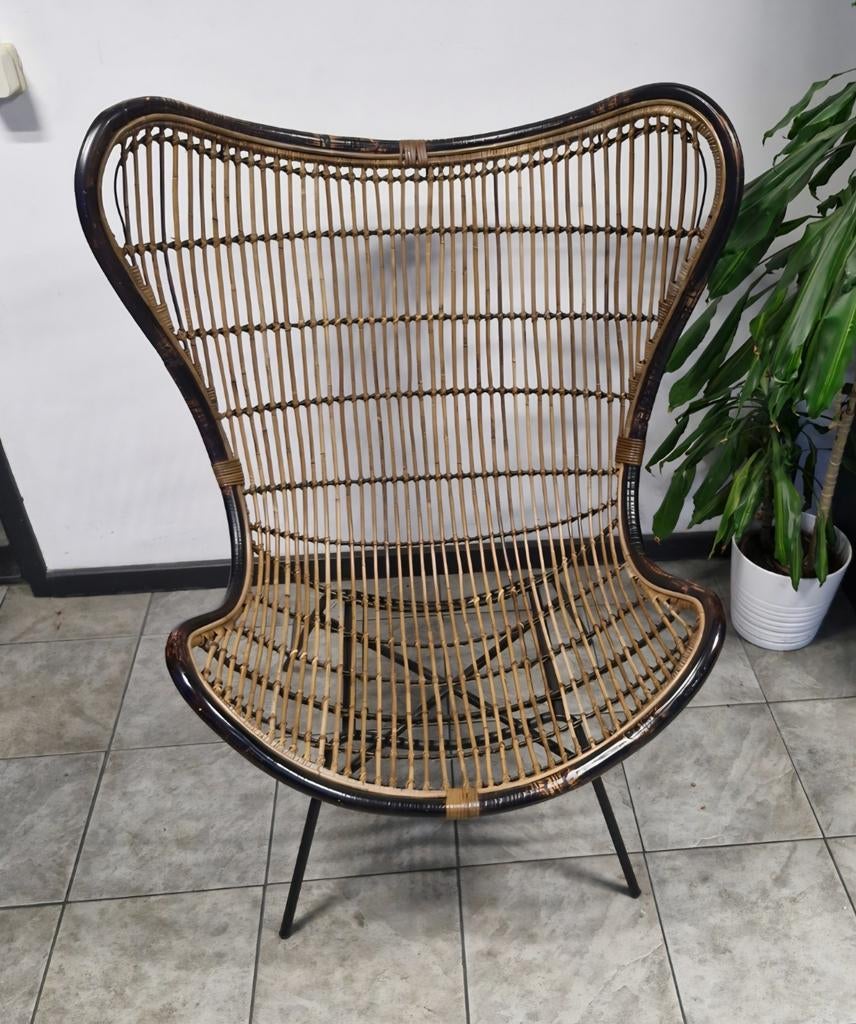 Vintage rotan vlinderstoel - Gebruikt, Ophalen, Gebruikt, Bruin, Vintage, Bohemian, Retro