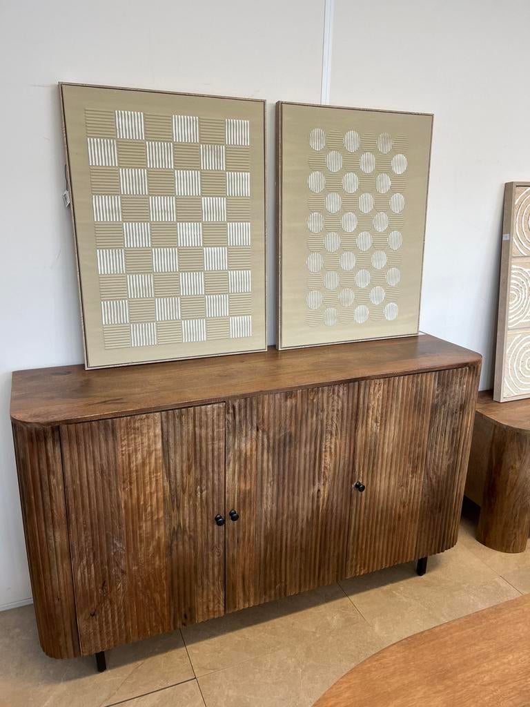 Magazijn leegverkoop dressoir retro Remi magohout ribbel 375, Nieuw, Ophalen of Verzenden, Info@wkhome.nl, Argonweg 20 Amersfoort