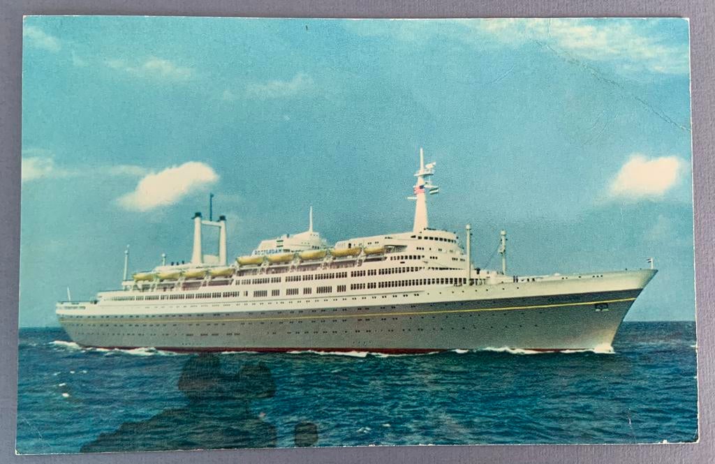 Holland America , Flagship Rotterdam, Verzamelen, Scheepvaart, Verzenden, Gebruikt, Kaart, Foto of Prent