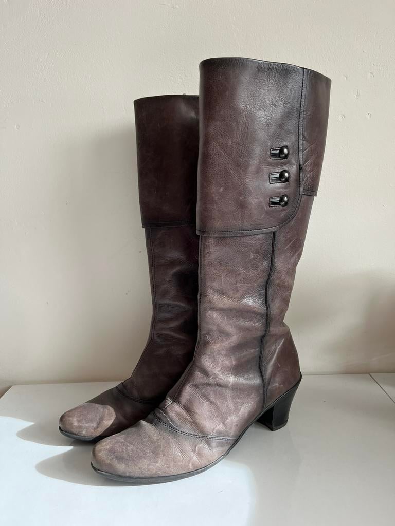 Victorian style leren laarzen Hispanitas, maat 41, Hoge laarzen, Ophalen of Verzenden, Zo goed als nieuw, Grijs