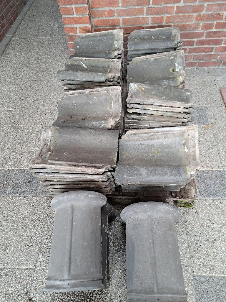 van Oordt OVH Dakpannen (1956) - 80 stuks + 12 Nokvorsten, Ophalen, Gebruikt, Steen of Klei, Zwart