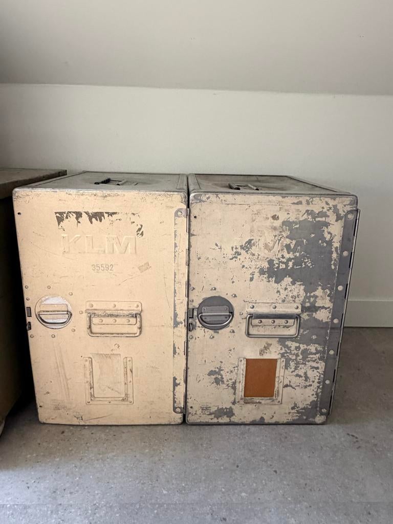 Vintage KLM flightcases - origineel - tof als kastje, Ophalen, Gebruikt
