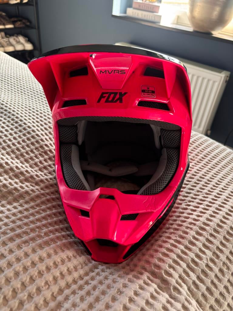 Fox Motorcross Helm - Roze/Zwart - Maat M, Motoren, Overige merken, M, Ophalen of Verzenden, Tweedehands
