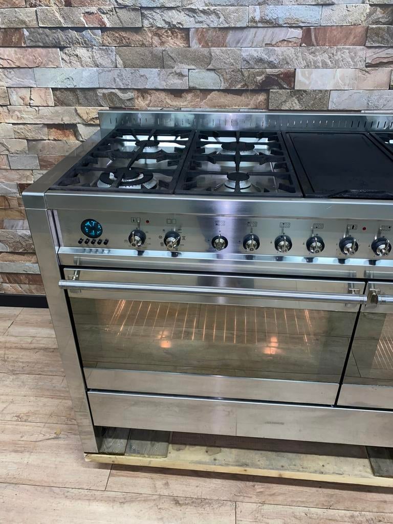 Luxe Smeg Fornuis 6 pits met Grill dubbele oven 120 cm, Fornello Esperta, Grill, Ophalen of Verzenden, Zo goed als nieuw