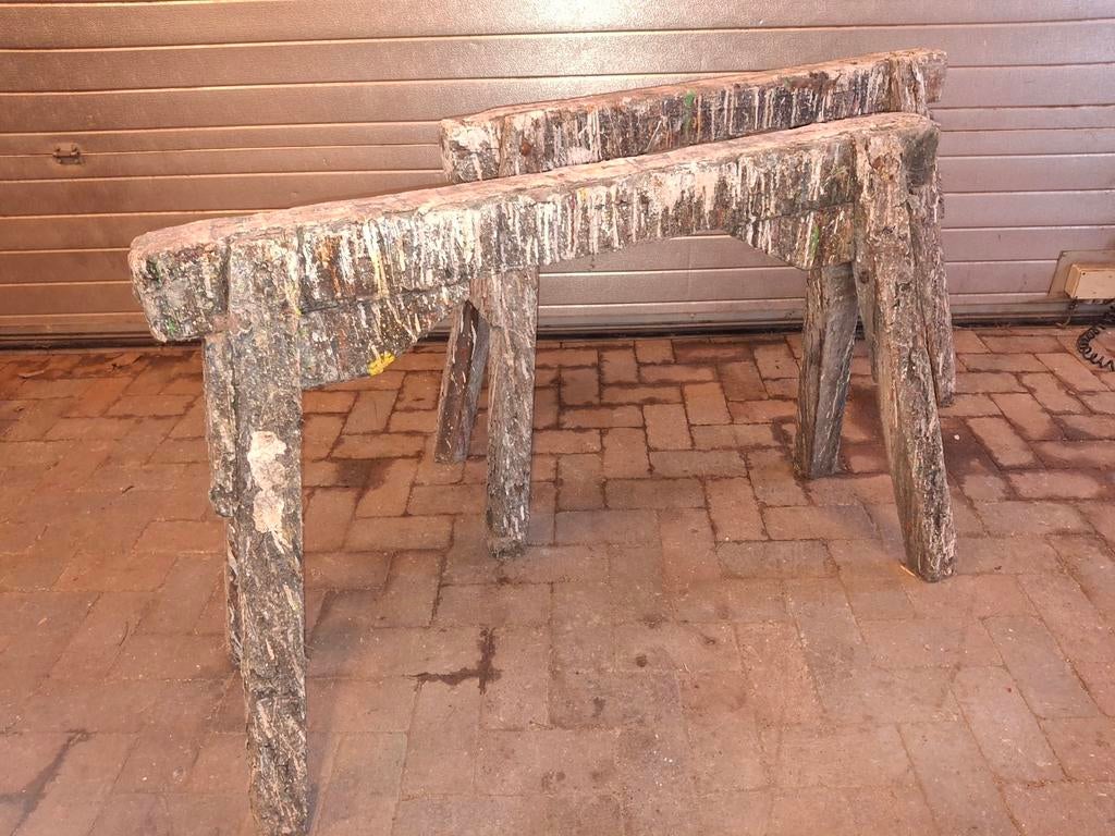 Antieke schragen schilderswinkel, Ophalen of Verzenden