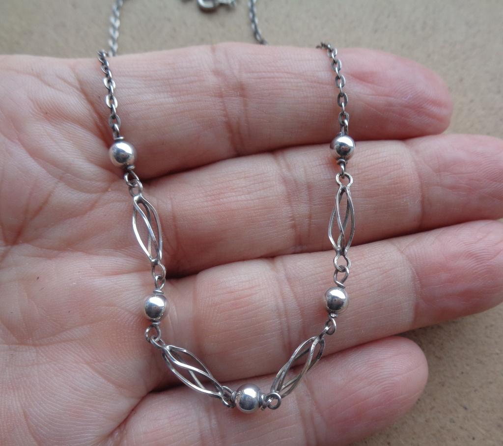 zilveren ketting met open schakels en bolletjes [400], Sieraden, Tassen en Uiterlijk, Kettingen, Verzenden, Zo goed als nieuw