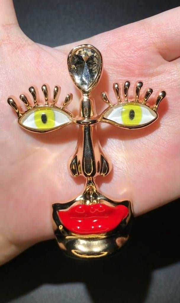 Nieuwe Abstracte Gezicht Broche, Overige materialen, 4 tot 7 cm, Nieuw, Ophalen of Verzenden