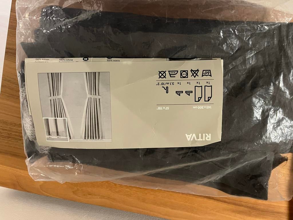 IKEA Ritva Gordijnen - Donkergrijs, 100 tot 150 cm, 200 cm of meer, Ophalen of Verzenden, Zo goed als nieuw
