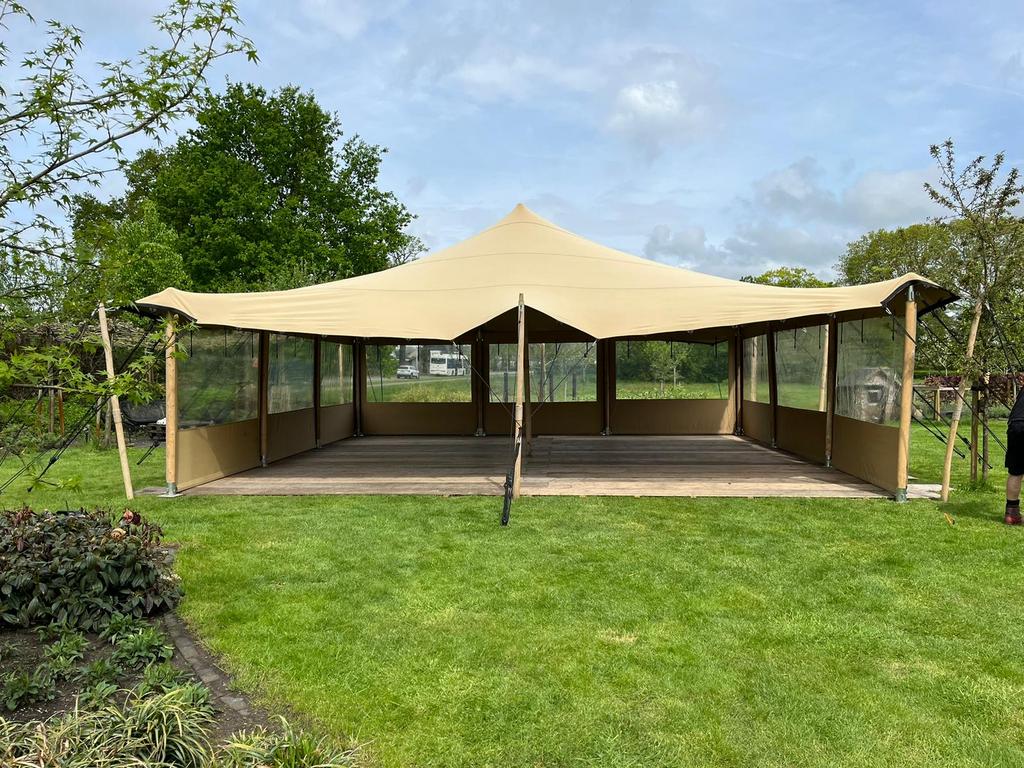 Speciale aanbieding  2 de hands Stretchtent 10 x 10m, Opvouwbaar, Overige typen, 6 meter of meer, Zo goed als nieuw