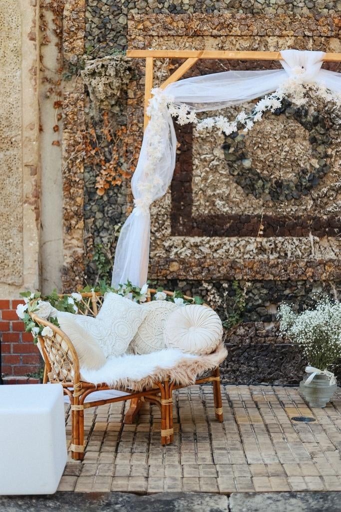 Trouwbankje huren – ceremoniebankje incl. kussen, Ophalen of Verzenden, Zo goed als nieuw