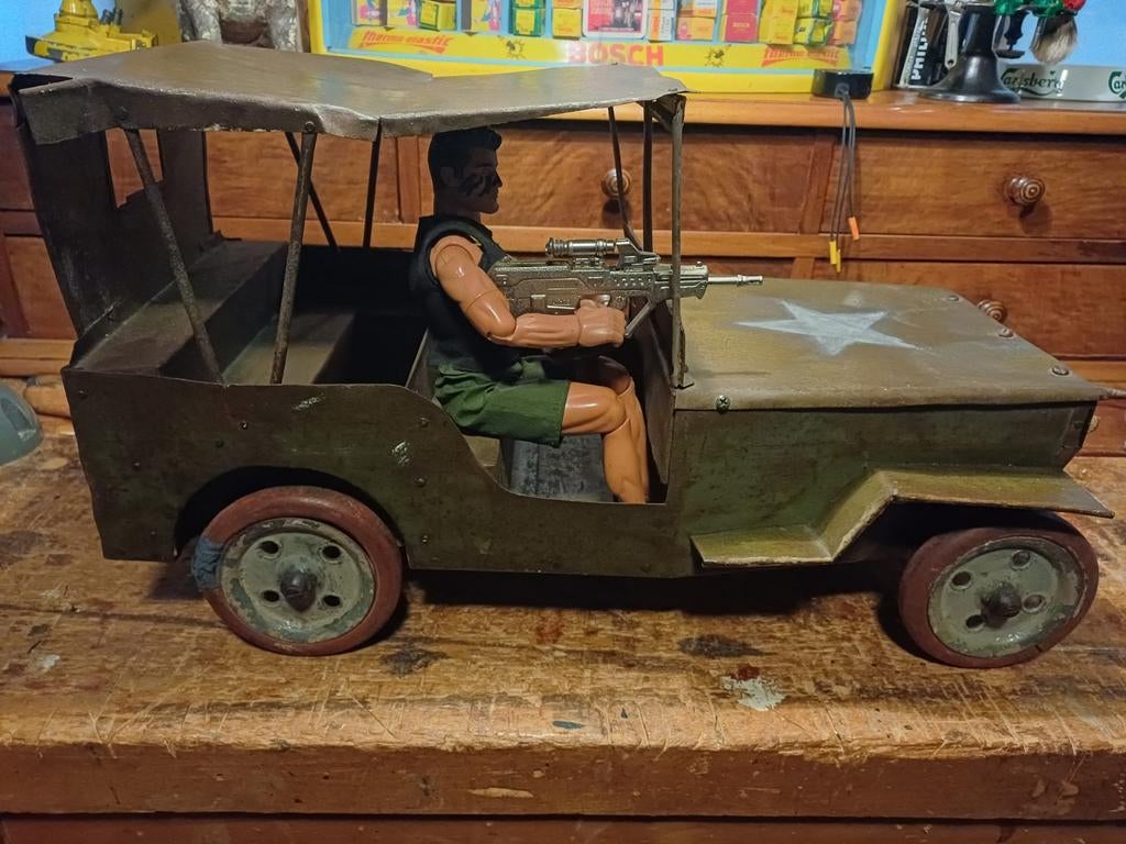 Trench Art Willy's Jeep WO ll  53cm, Ophalen, Landmacht, Amerika