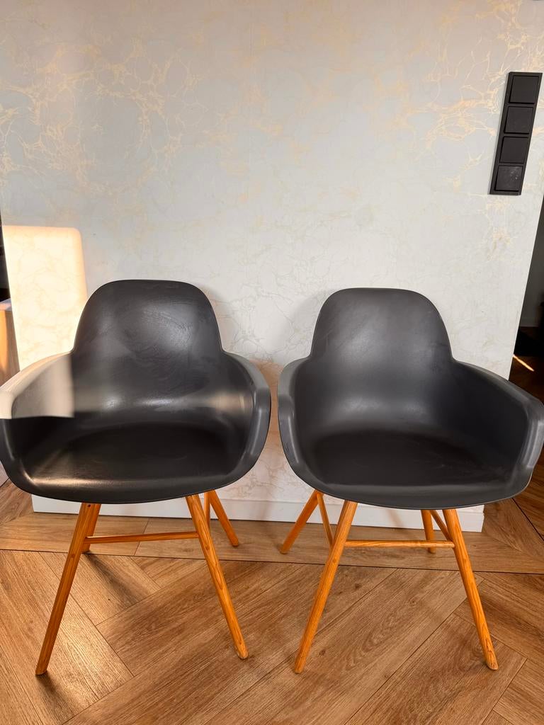 4 Albert Kuip Stoelen met Armleuning, Ophalen, Kunststof, Gebruikt, Zwart