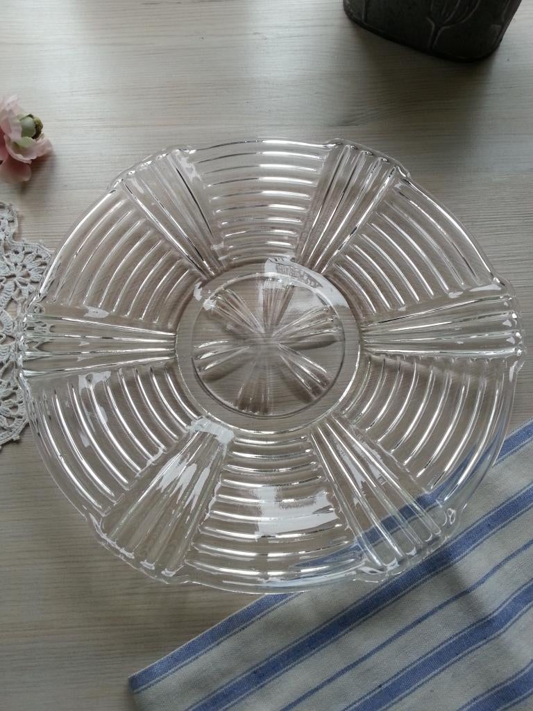 Brocante glazen gebakschaal uit oma’s tijd, Antiek en Kunst, Curiosa en Brocante, Ophalen of Verzenden