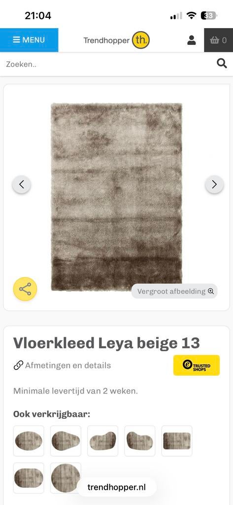 Trendhopper hoogpolig Vloerkleed Beige taupe160x230zgan, Beige, 150 tot 200 cm, 200 cm of meer, Ophalen of Verzenden