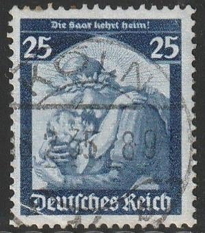 Rijk 1935 568 Volksstemming Saar 25p, Gest, Ophalen of Verzenden, Overige periodes, Gestempeld