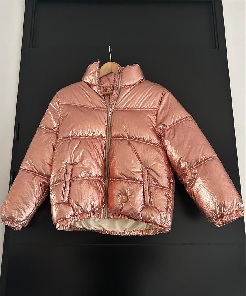 Metallic Roze Jas - Maat 152, Ophalen of Verzenden, Zo goed als nieuw, Meisje