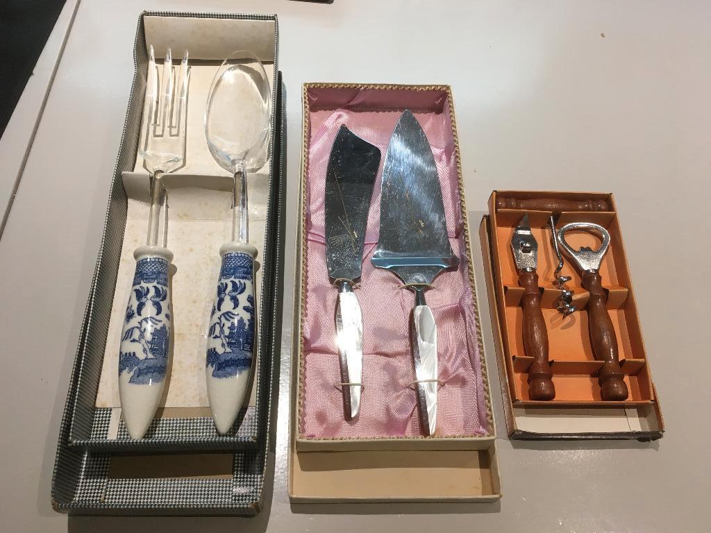 Mooie set, slabestek/taartschep/flessenopeners, Ophalen of Verzenden, Nieuw