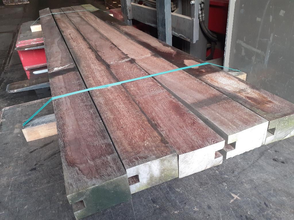 Azobe sleufbalken 90x140x3550mm - partij 5 stuks, Ophalen of Verzenden, 250 cm of meer, Balken, Hardhout