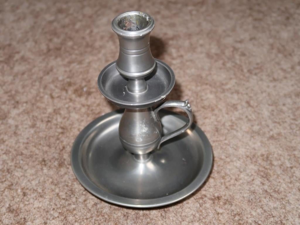 vintage tinnen Blaker kaarshouder, Zijlstra Tiel 94% tin, Verzenden