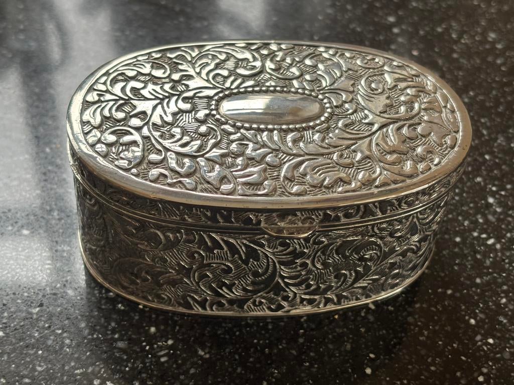 Vintage verzilverde sieradendoos, Ophalen of Verzenden, Overige materialen