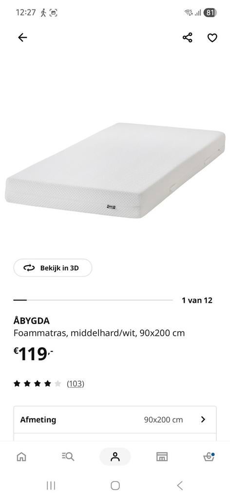 Nieuw matras van ikea, Huis en Inrichting, Ophalen, Eenpersoons