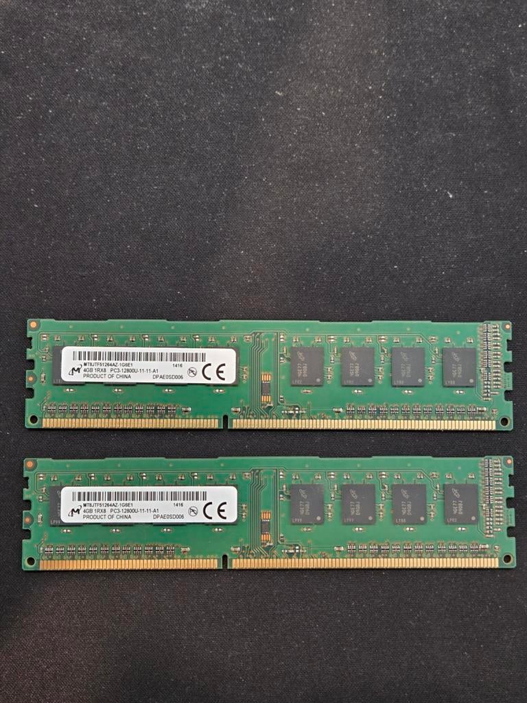 Micron Technology 2x 4Gb ram geheugen. MT8JTF51264AZ-1G6E1, Computers en Software, RAM geheugen, Ophalen of Verzenden, DDR3, Desktop