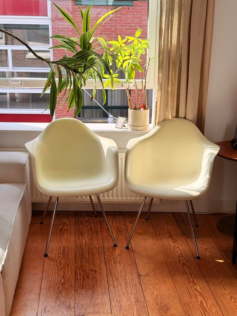 Set of 2 original Vitra Eames Plastic Armchairs, Ophalen, Kunststof, Gebruikt, Twee