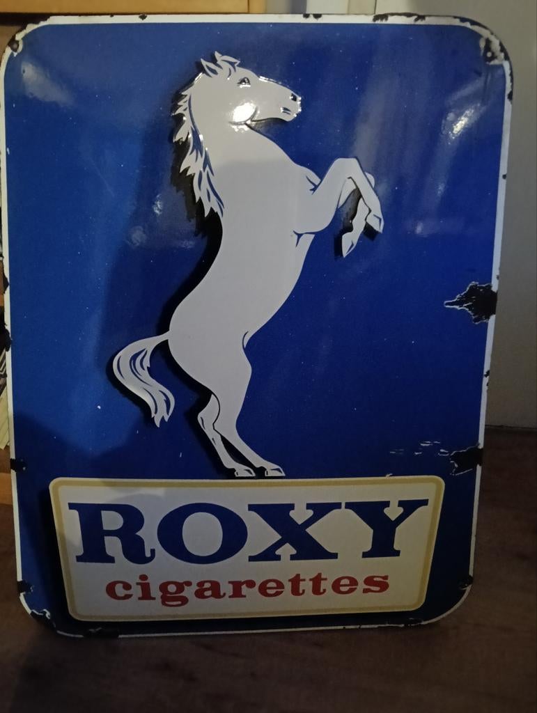Vintage Roxy Cigarettes Reclamebord - Paard Motief, Verzamelen, Ophalen of Verzenden