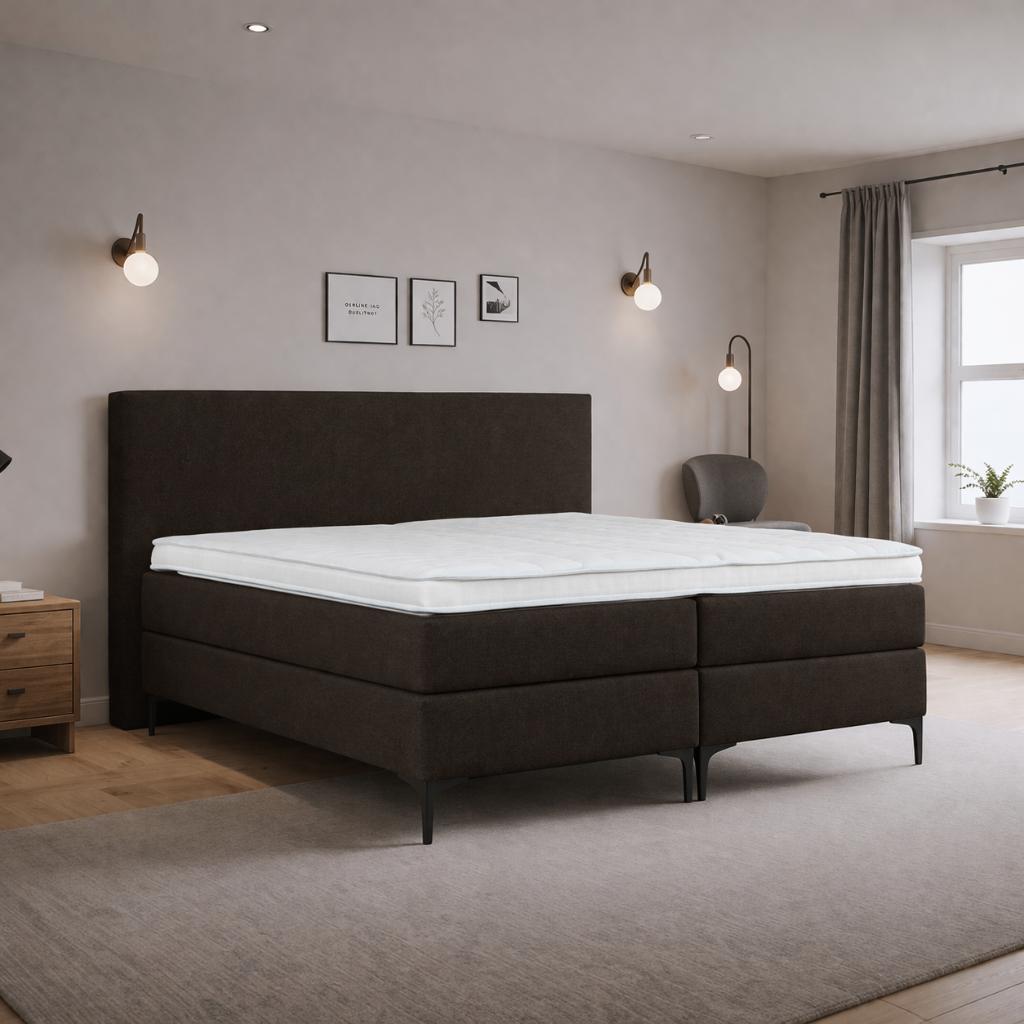 OP=OP Vaste Boxspring - Antislip - 160 x 200 Suede Antraciet