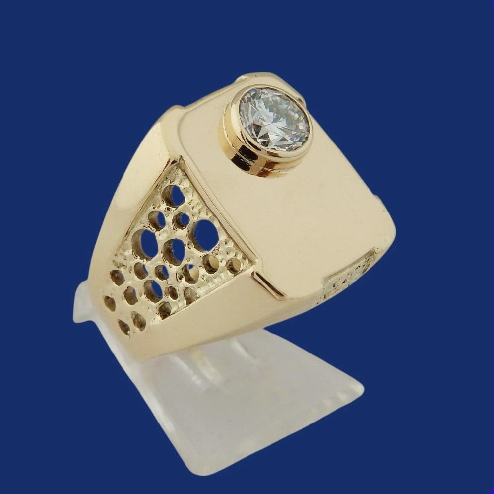 Zware 18 karaat Gouden Ring Herenring 0.75 crt Diamant, Jw, Verzenden, Heer, Nieuw