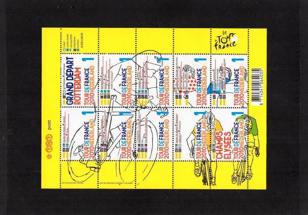 NVPH 2720-2729 Postfris Tour de France 2010, Postzegels en Munten, Postzegels | Nederland, Ophalen of Verzenden, Na 1940, Postfris