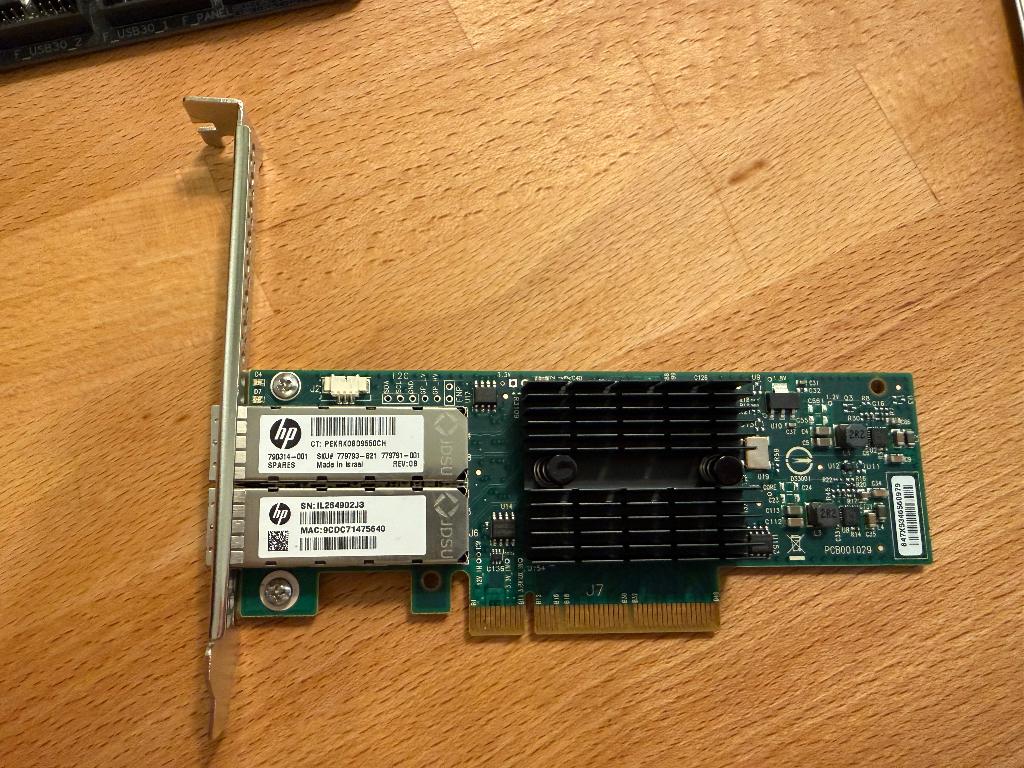 HP Mellanox ConnectX3 10GB SFP+ netwerkkaart, Computers en Software, Ophalen of Verzenden, Zo goed als nieuw, Intern, HPE