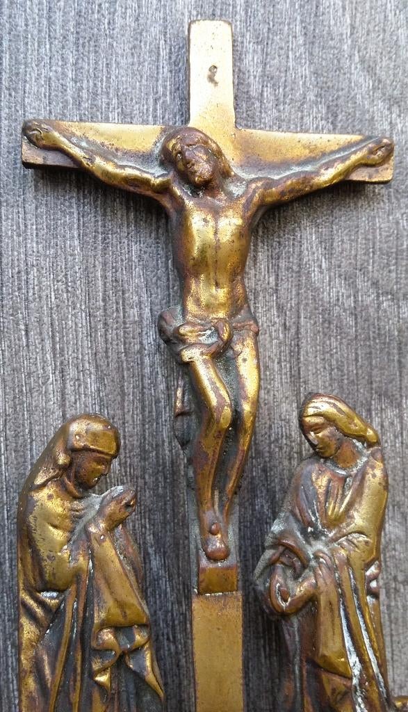 Omstreeks 1850 Brons Verguld Beeld Sculptuur CALVARIE Berg, Antiek en Kunst, Ophalen of Verzenden