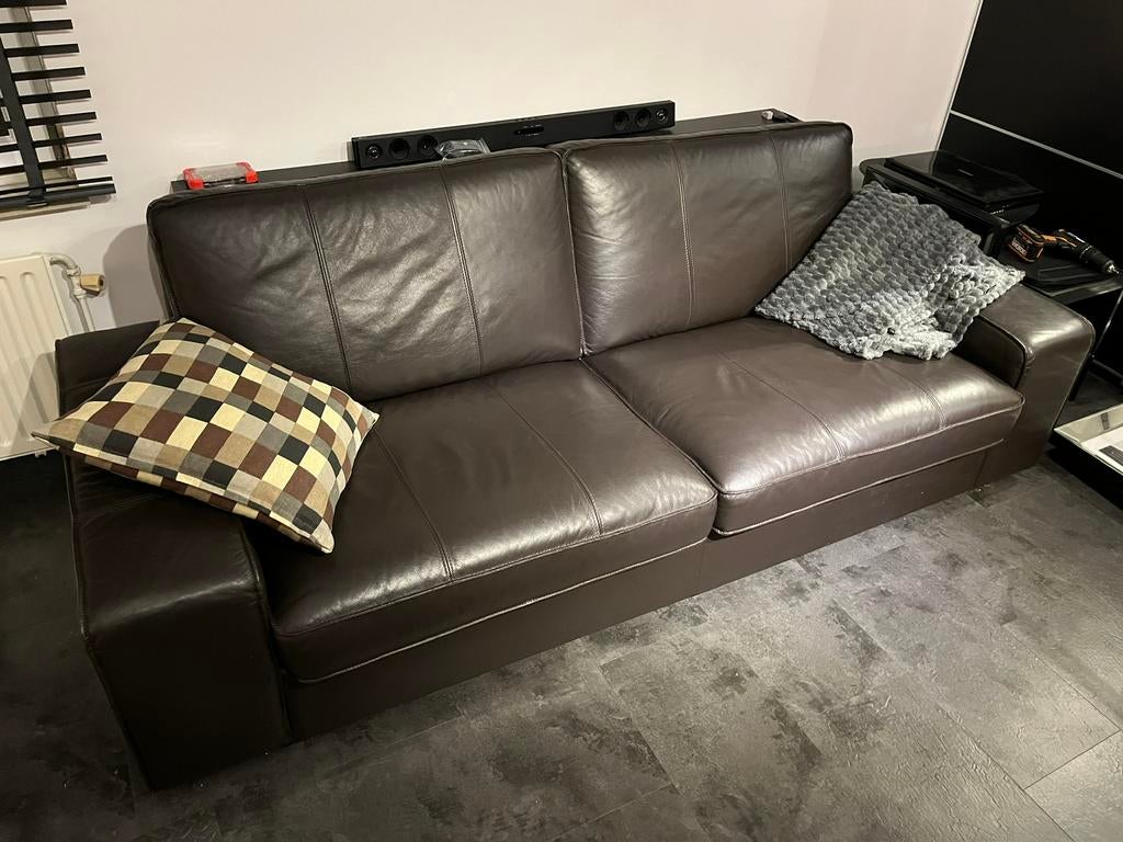 Leren 3-zits bank Ikea Kivik, Ophalen of Verzenden, Zo goed als nieuw, Leer