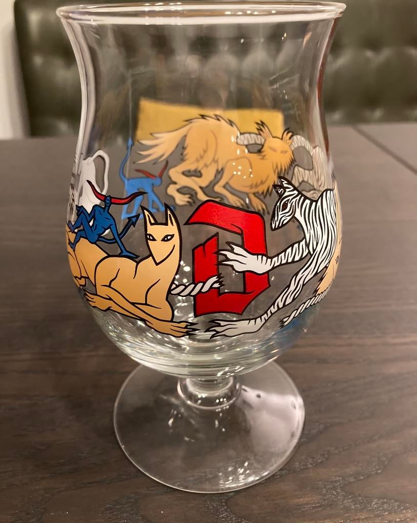 Mooi Duvel glas Iwan Smit, Ophalen of Verzenden, Zo goed als nieuw, Bierglas