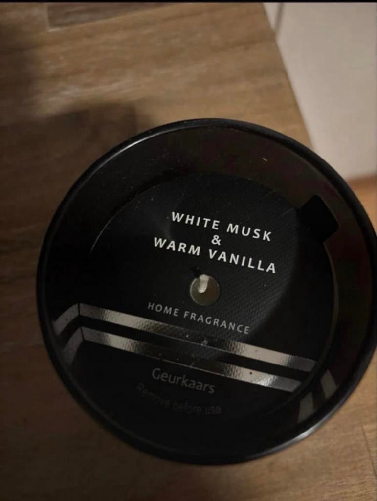 Geurkaars White Musk & Warm Vanilla, Overige materialen, Zwart, Nieuw, Ophalen of Verzenden
