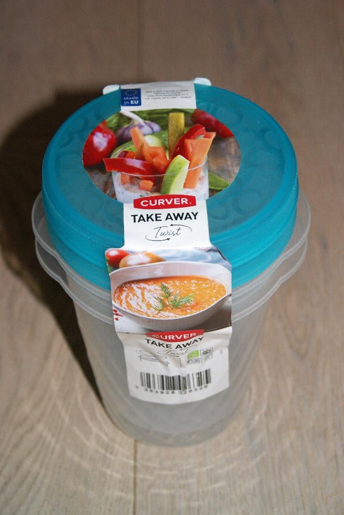 Te koop 2x Curver Take Away twist vershoudbeker meeneembeker, Ophalen of Verzenden, Nieuw, Blauw, Beker of Kan